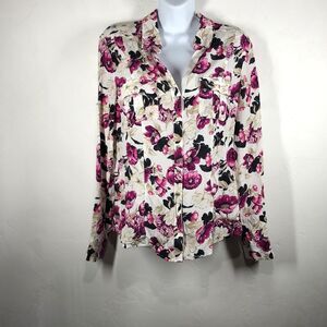 White House Black Market silk floral blouse size 6